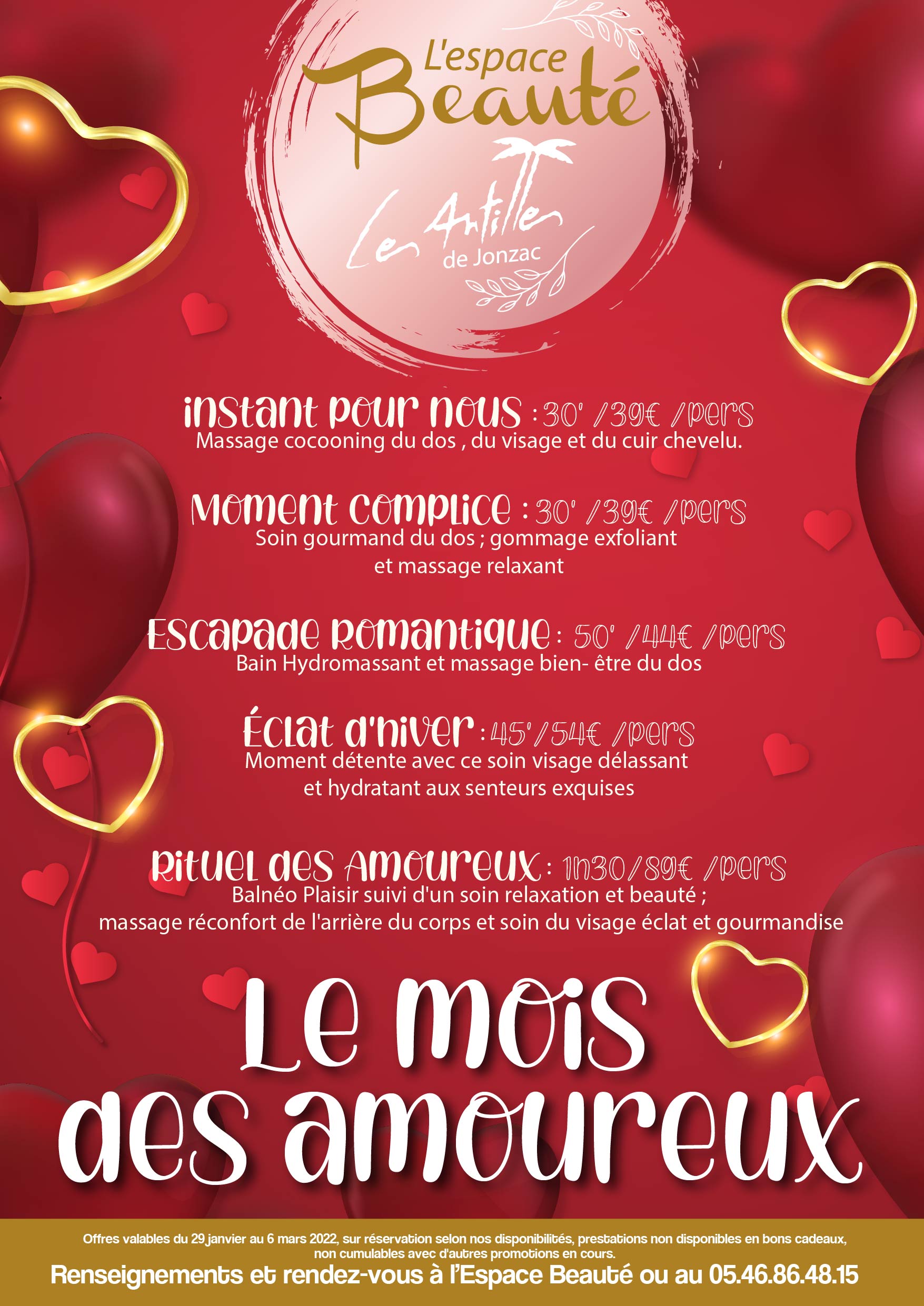 Institut de beauté Les Antilles de Jonzac soins des Fêtes