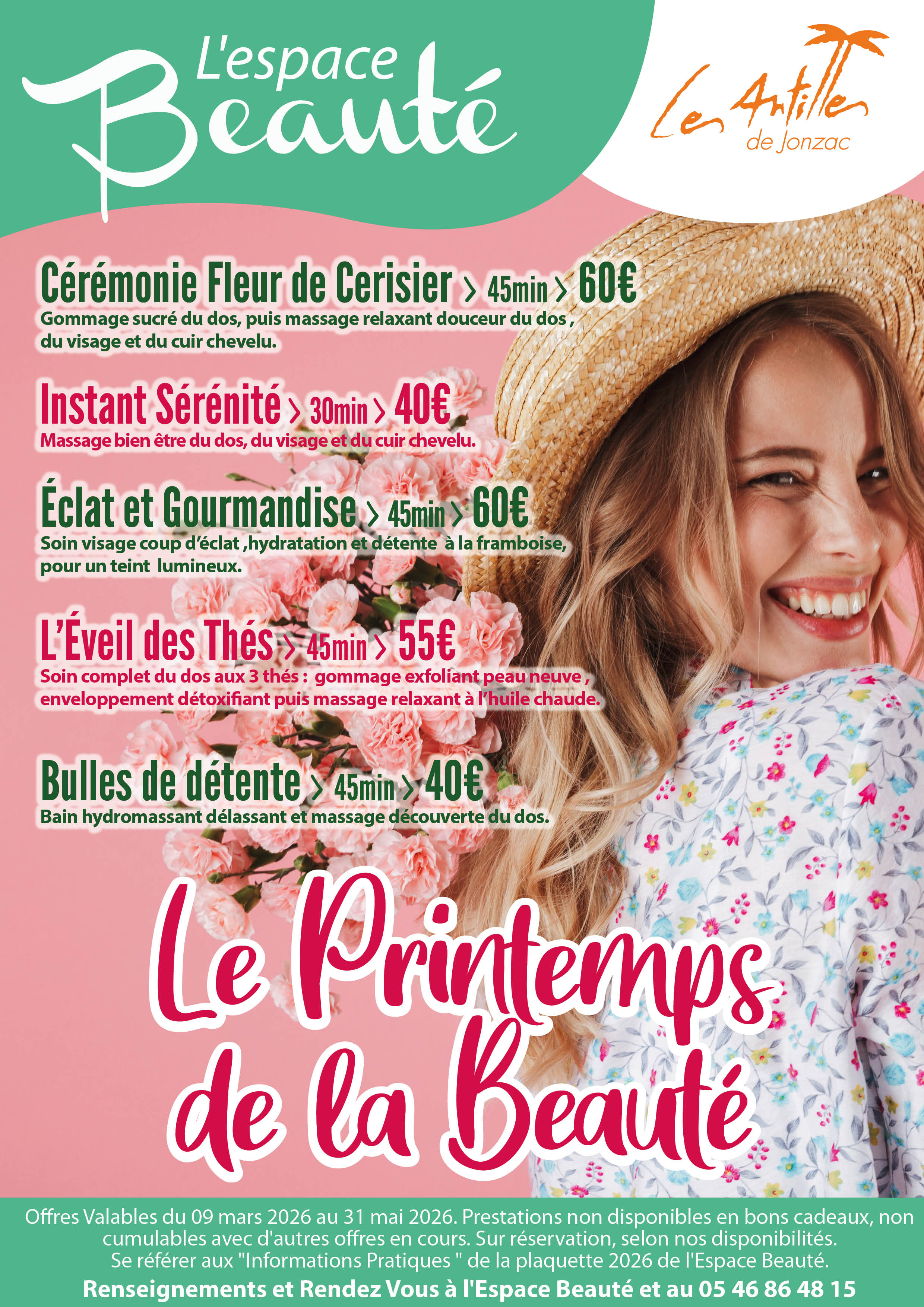 Institut de beauté Les Antilles de Jonzac Les soins du Printemps